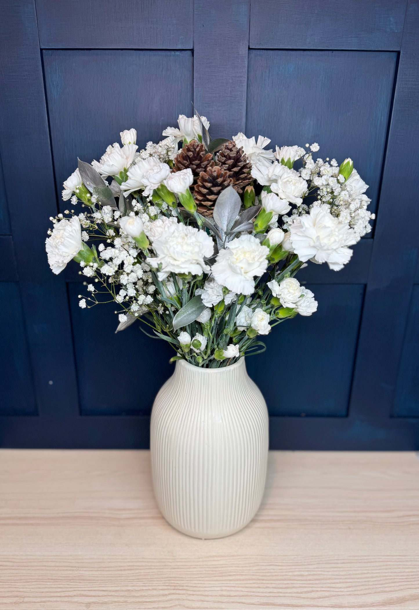 White Christmas Carnation Bouquet