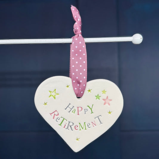 Happy Retirement Ceramic Heart